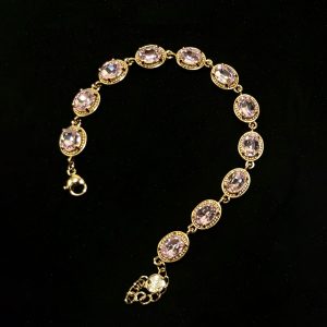 Waterproof Stainless Steel Bracelet with Oval Zircon Crystal, Elegant Chain Bracelet