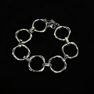 Stainless Steel Waterproof Minimalist Chain Bracelet, Chunky Irregular Open Circle Link Bracelet