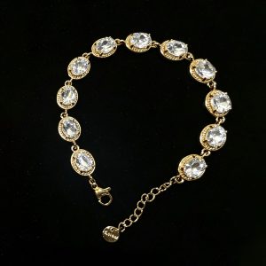 Stainless Steel Bracelet with Oval Zircon Crystal-Clear