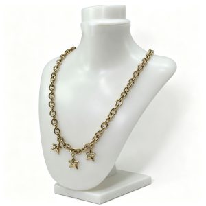 Chunky Gold Star Necklace for Women 14K Gold Plated Stainless Steel Star Charm Pendant Chain Necklace