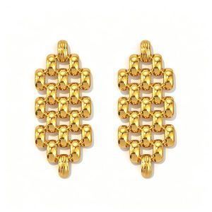 Chunky Gold Woven Textured Drop Earrings 14K Gold Plated Statement Dangle Earrings