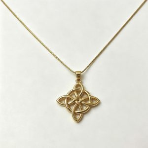 14K Gold Plated Celtic Knot Pendant Necklace Dainty Snake Chain Necklace Vintage Gold Jewelry